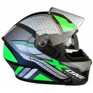 Casca moto flip up X-One cu ochelari de soare, negru / verde