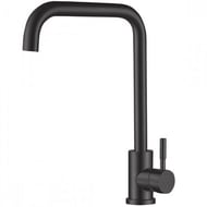 Baterie bucatarie din otel inoxidabil, monocomanda, racorduri incluse, Mixxus, negru