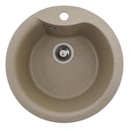 Chiuveta bucatarie compozit de marmura TURAS, neagra, bej, diametru 482 mm, sifon inclus