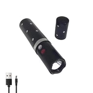 Dispozitiv cu electrosoc profesional pentru autoaparare tip ruj, anti caini, animale sau pasari, cu lanterna, descarcare electrosocuri 5000K volti, reincarcabil USB, negru