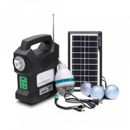  Kit Solar Portabil Gdlite, USB, Bluetooth, Radio FM, MP3, 4 Becuri Incluse, Negru 