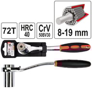 Cheie cu Clichet Tubulara Universala 8-19mm, YATO YT-02400