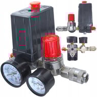 Kit presostat pentru compresor aer cu doua manometre 12 Bar 