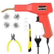 Kit pistol pentru lipit/sudat plastic, 4 tipuri de capse, cutie de transport, kit pentru repararea fisurilor din plastic, polipropilena, 200 capse de intarire, putere 50W