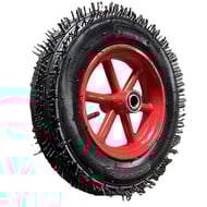 Roata roaba cu camera 3.50-8, ax 20 mm, rulment, janta metalica rosie model spite