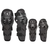 Set protectii moto, genunchere si cotiere, prindere Velcro, benzi elastice, ventilate, culoarea neagra