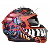 Casca moto flip up X-One "Alien"cu ochelari de soare, negru / rosu