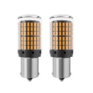Set 2 becuri LED auto, PY21W BAU15S (1156) pentru pozitie america, 144SMD, lumina portocalie 