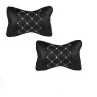 Set 2 pernute pentru tetiere auto, piele ecologica, negru/alb