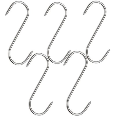 Set 5 carlige din inox pentru carne, lungime 160 mm, grosime 6 mm