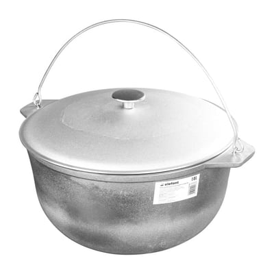 Ceaun tuci din aluminiu alimentar, capacitate 10 L, cu suport si capac, Elefant