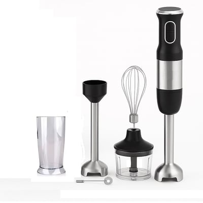 Set Blender 4 in 1, Mixer vertical profesional, 800W, lama din otel inoxidabil, functie turbo, Multifunctional, design ergonomic, accesorii Incluse