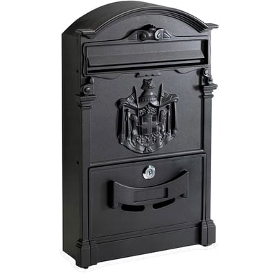 Cutie postala pentru interior / exterior, tabla otel, negru, 26 x 9 x 41 cm