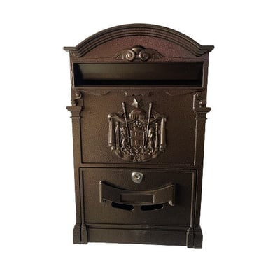 Cutie postala pentru interior / exterior, tabla otel, bronz antichizat , 26 x 9 x 41 cm