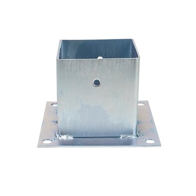 Suport stalp patrat aplicat, otel zincat, camasuiala aplicata, interior 95x95mm