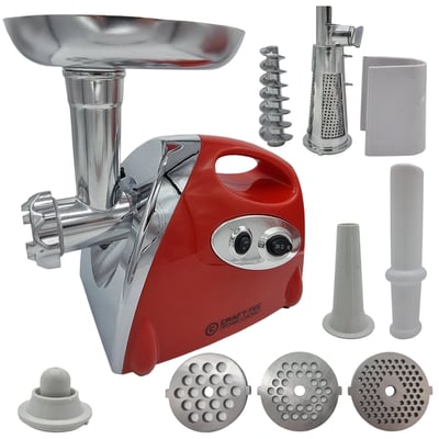 Masina de tocat carne Craft-Tec Rosie 3500W, Accesorii rosii, carnati, chiftele, 3 site, functia revers, motor cupru