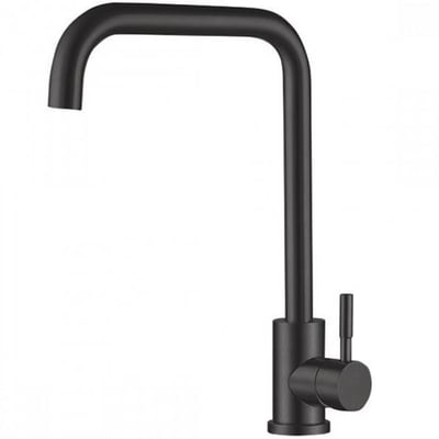 Baterie bucatarie din otel inoxidabil, monocomanda, racorduri incluse, Mixxus, negru