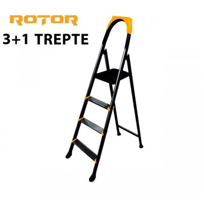 Scara metalica vopsita, 3 trepte + platforma cu sistem antialunecare, Rotor
