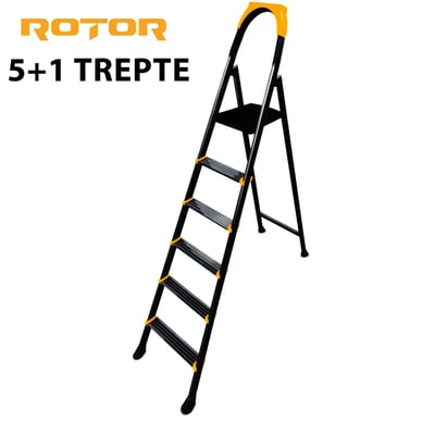 Scara metalica vopsita, 5 trepte + platforma cu sistem antialunecare, Rotor