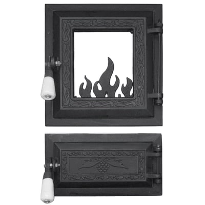 Set usa focar + cenusar pentru soba Evotools 660327, cu geam, 415x255 mm, Fonta