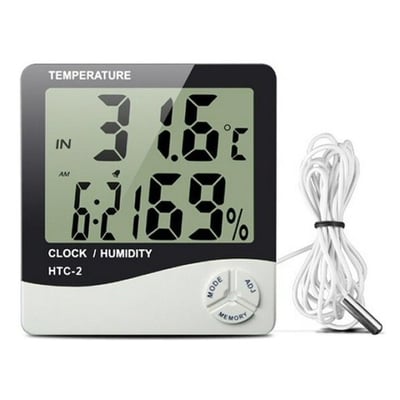 Termometru cu afisaj digital, ceas si senzor de exterior - HTC-2