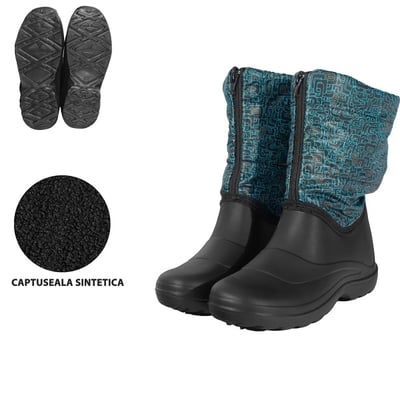 Cizme din pvc impermeabile, antiderapante, captuseala sintetica, turquoise, dama