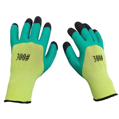 Manusi de lucru din spuma, culoarea verde cu degete negre, marimea 10