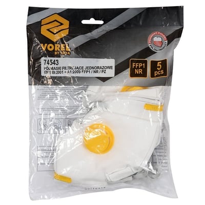Set 5 masti de protectie cu supapa Vorel 74543, FFP1