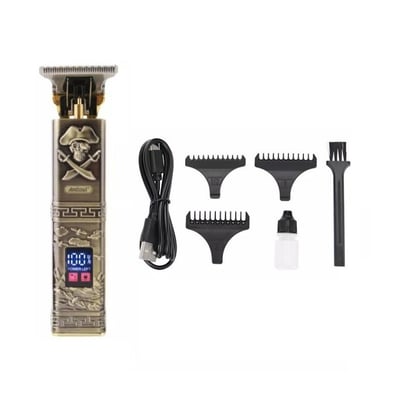 Masina de tuns profesionala, cu acumulator, Vintage, cu 3 piepteni, afisaj LED, Wireless, 1500mAh