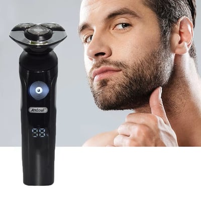 Aparat de ras profesional, fara fir, 60 min autonomie, barbierit umed si uscat, incarcare rapida USB, lame oscilante, impermeabil, negru