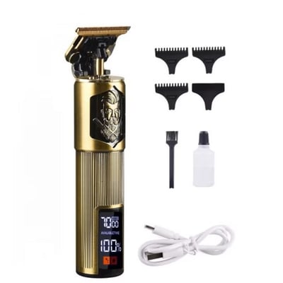 Masina de tuns profesionala, reincarcabila, Vintage, afisaj digital, 1200mAh, lama din otel inoxidabil