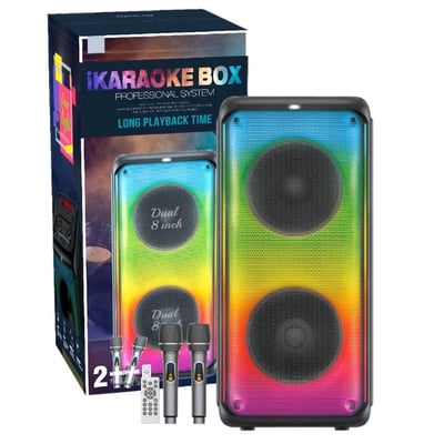 Boxa Portabila, putere 60w, lumina RGB, bluetooth V5.3, microfon wireless, telecomanda, aux, usb