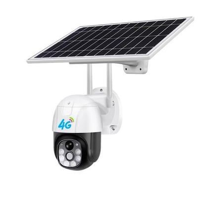 Camera de supraveghere 355° cu panou solar 6W, 4G SIM Slot, 3MP HD, impermeabil, alarma