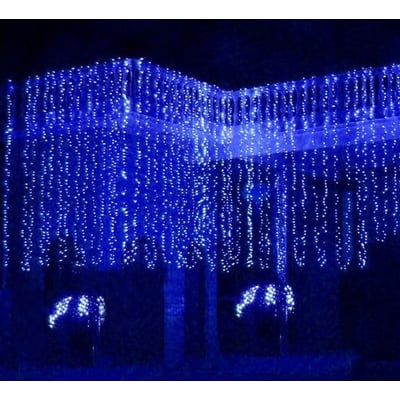 Instalatie de craciun perdea tip turturi fir transparent 6 M X 1 M, 264 leduri, culoare albastra