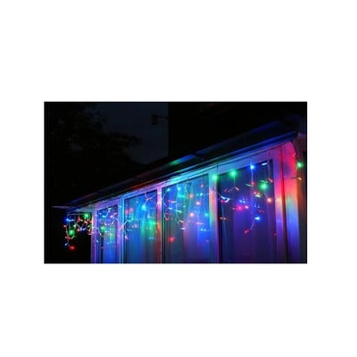 Instalatie De Craciun Multicolora Perdea Tip Turturi Fir Transparent 4 M X 0.6 M, 100 Leduri