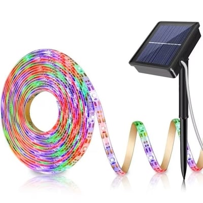 Banda led RGB, cu panou solar pentru exterior, lungime 5 metri