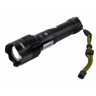 Lanterna LED cu zoom telescopic, reincarcabila, acumulator 5000mah, focus ajustabil, 10W, 1000LM, afisaj baterie, negru