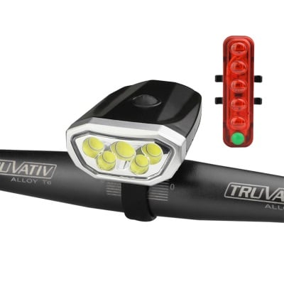 Set de lumini (fata-spate) QX-T0505 reincarcabile pentru bicicleta