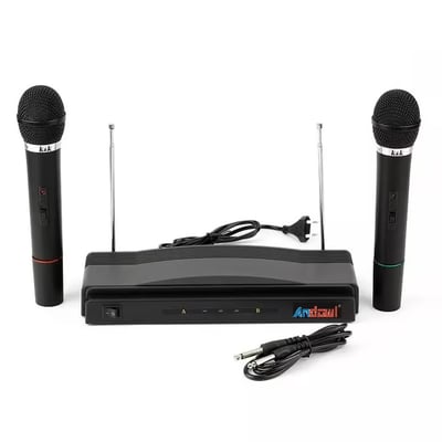 Kit Microfon Profesional fara Fir Andowl, Wireless Karaoke, Sistem statie sunet, negru