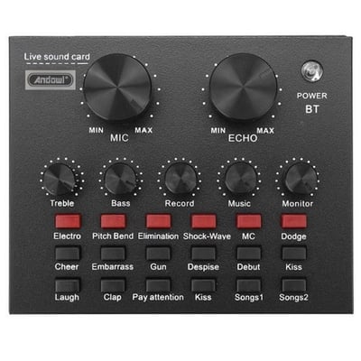 Placa De Sunet Multifunctionala, Bluetooth Mixer Microfoane 6 Sound Modes +12 Sound Effects Live PC Sau Telefon Mufe Micro USB Live 1- Live 2 Si Accompany Instrument