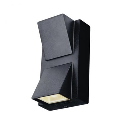 Aplica led de exterior, 2x5 W, negru, sticla si metal, culoare alb rece 6500K