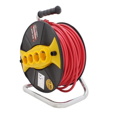 Prelungitor cu Tambur, 50 M, 3 x 2.5mm, 4 Prize, Maner Transport