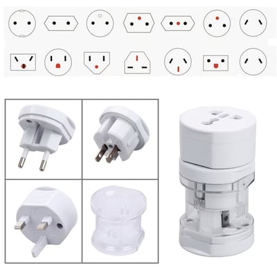 Adaptor universal pentru priza, travel, 110 - 250V AC, 10A, max. 600W, Alb