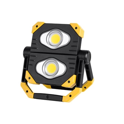 Lampa de lucru LED, 2 x 9.5 W, Cob acumulator 3.7 V, 5 Ah, magnet, galben/negru