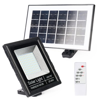 Proiector Led 40W Cu Panou Solar, Telecomanda, 3600mAh, IP65, 300lm