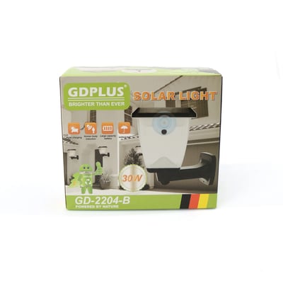 Lampa solara LED GDPLUS, cu senzor de miscare, 30 W, neagra, exterior