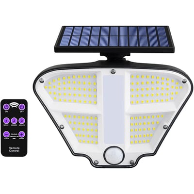 Lampa solara LED cu senzor de miscare si telecomanda,160 x LED, 400 lm, IP 65, 3 surse de iluminare