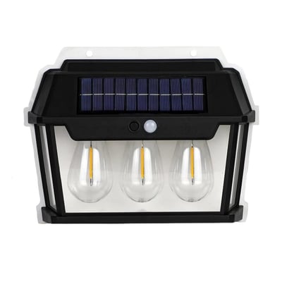 Lampa Solara, Cu 3 becuri, De Perete, LED, Cu Senzor De Miscare, Lumina Calda