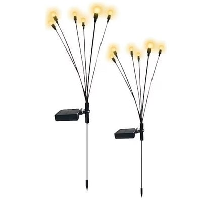 Set 2 Lampi Solare LED, Alb Cald, Cu 6 Bulbi, Licurici, IP65