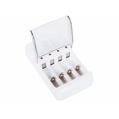 Incarcator de baterii, 4 sloturi, compatibil AAA/AA, Ni-MH si Ni-Cd, cu 4 baterii reincarcabile incluse